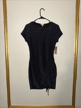 Sparkle Short Sleeve Bodycon Dress - Black